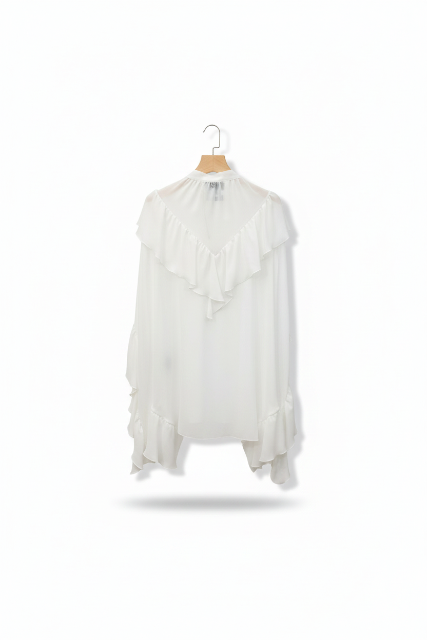 Aniye By Camicia bianca con rouches e collo a volant Made in Italy