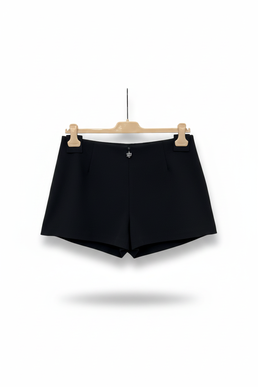 Aniye By Gonna pantalone nera drappeggiata con dettaglio dorato Made in Italy