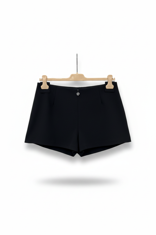 Aniye By Gonna pantalone nera drappeggiata con dettaglio dorato Made in Italy